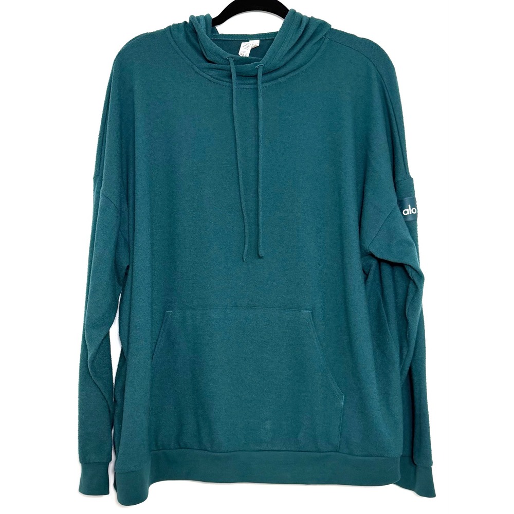 Alo Yoga Teal Cowl Neck Oversized Hoodie Women's L
